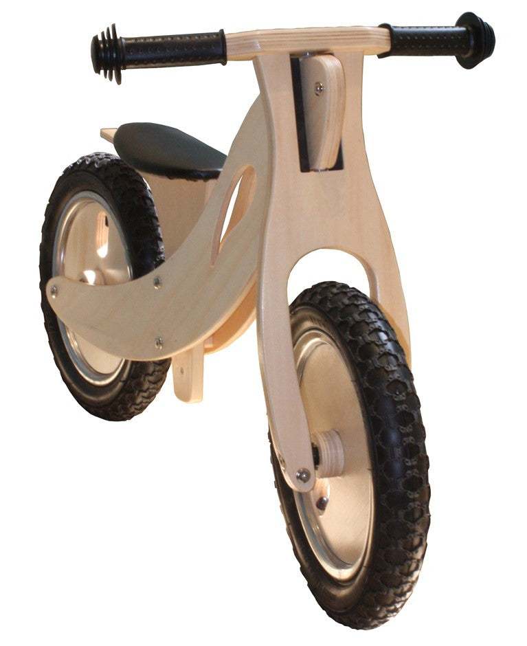 Wooden Balance Bike for Kids Toddler Child 2-6 yr Training Ride Bike Natural Wood with Hand grip rubber tyres